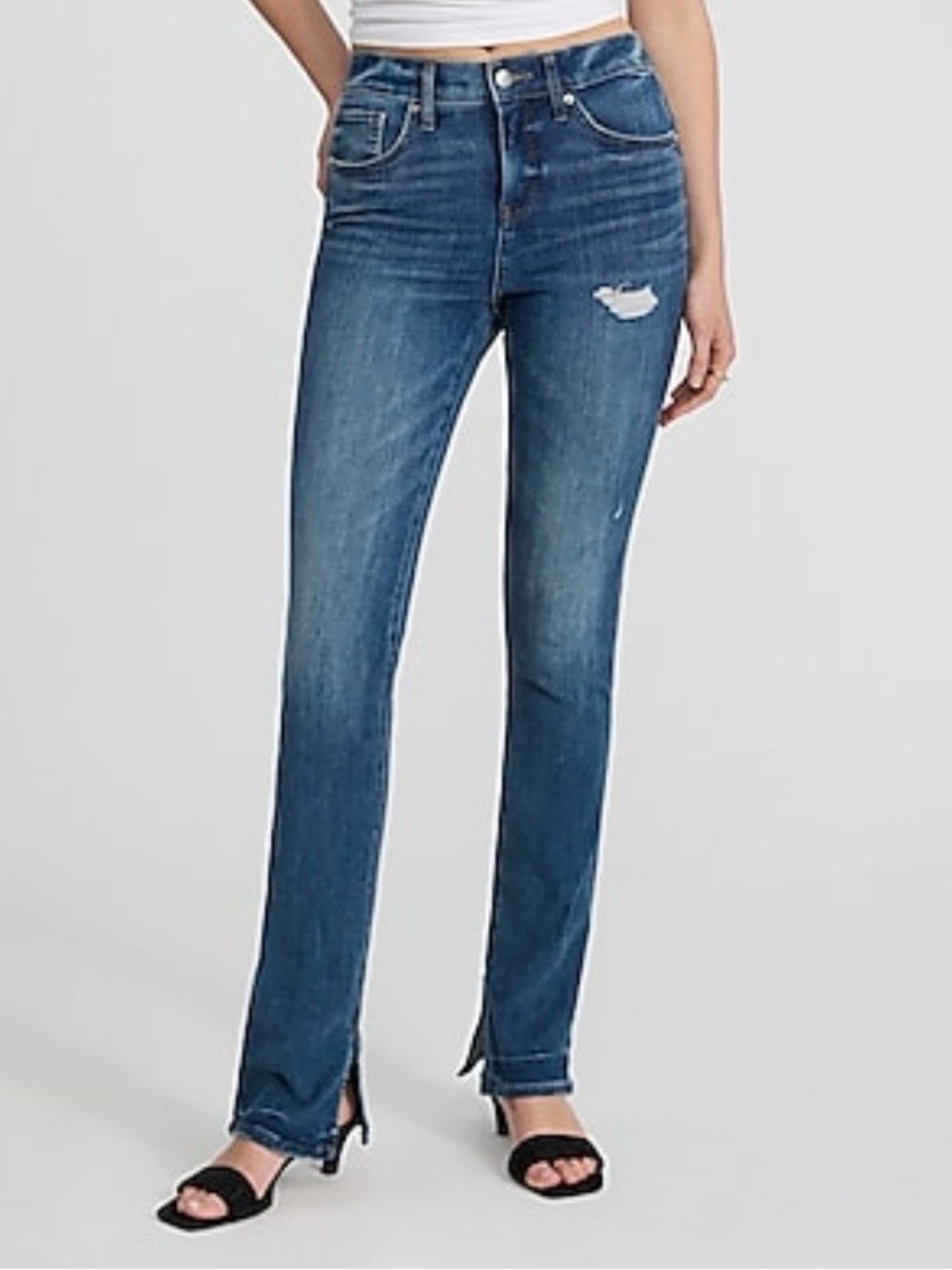 Express Distressed Blue Hyperstretch Skyscraper Jeans